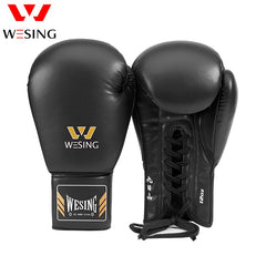 Wesing Lace-Up Boxing Gloves Pro Tied Style Sparring Gloves Large Size Competition Leather Training kit muay thai