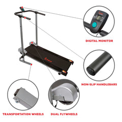 Compact Foldable Exercise Machine Manual Treadmill